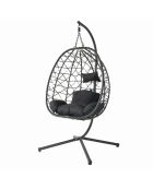 Fauteuil suspendu effet rotin Rigae noir - 95x95x198 cm