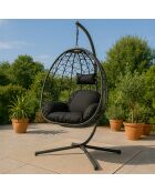 Fauteuil suspendu effet rotin Rigae noir - 95x95x198 cm