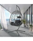 Fauteuil suspendu effet rotin Rigae noir - 95x95x198 cm