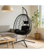 Fauteuil suspendu effet rotin Rigae noir - 95x95x198 cm