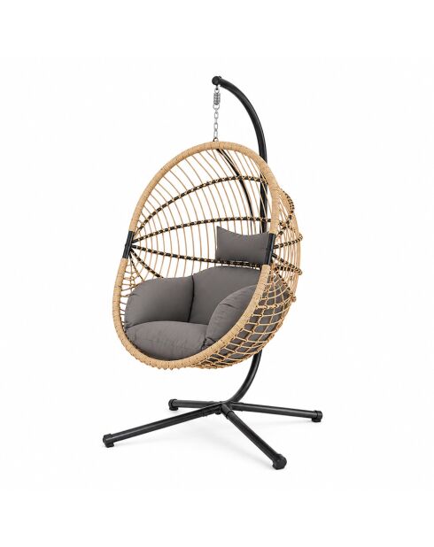 Fauteuil suspendu effet rotin avec coussin Fazenda noir - 95x95x196 cm