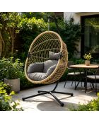 Fauteuil suspendu effet rotin avec coussin Fazenda noir - 95x95x196 cm