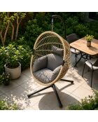 Fauteuil suspendu effet rotin avec coussin Fazenda noir - 95x95x196 cm