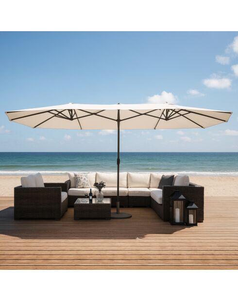 Ombrello ovale doppio dritto Luvina ecru - 270x460x240 cm