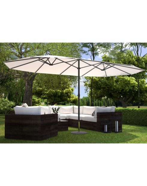 Ombrello ovale doppio dritto Luvina ecru - 270x460x240 cm