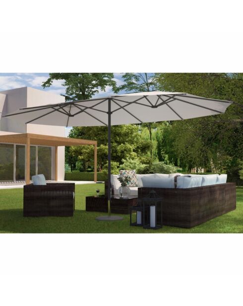 Ombrello ovale doppio dritto Luvina ecru - 270x460x240 cm