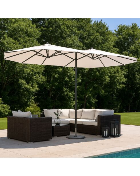Ombrello ovale doppio dritto Luvina ecru - 270x460x240 cm