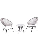 Salon de jardin 2 fauteuils ronds avec table basse Verano gris clair - 3 pièces