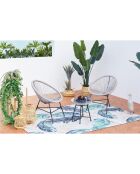 Salon de jardin 2 fauteuils ronds avec table basse Verano gris clair - 3 pièces