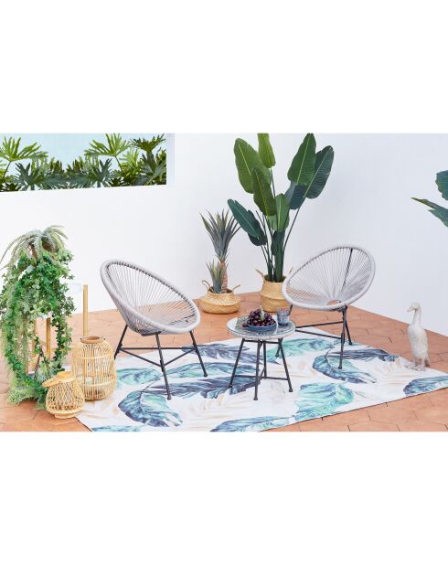 Salon de jardin 2 fauteuils ronds avec table basse Verano gris clair - 3 pièces