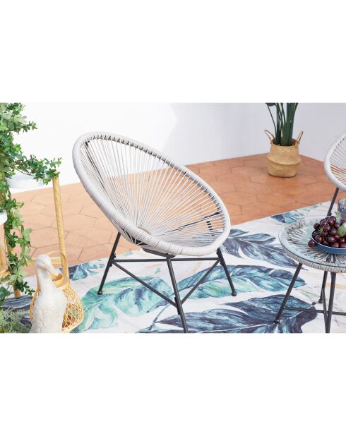 Salon de jardin 2 fauteuils ronds avec table basse Verano gris clair - 3 pièces