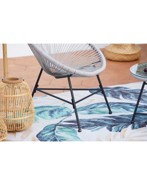 Salon de jardin 2 fauteuils ronds avec table basse Verano gris clair - 3 pièces