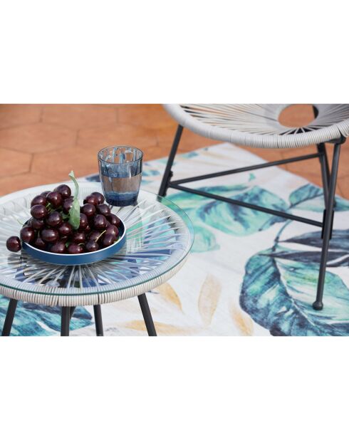 Salon de jardin 2 fauteuils ronds avec table basse Verano gris clair - 3 pièces