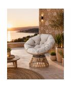Fauteuil effet rotin avec coussin Vilnius marron - 80x70x76 cm