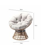 Fauteuil effet rotin avec coussin Vilnius marron - 80x70x76 cm