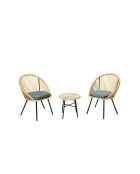 Salon de jardin 2 fauteuils et 1 table avec coussins Moro gris - 165x59x83 cm