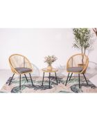 Salon de jardin 2 fauteuils et 1 table avec coussins Moro gris - 165x59x83 cm