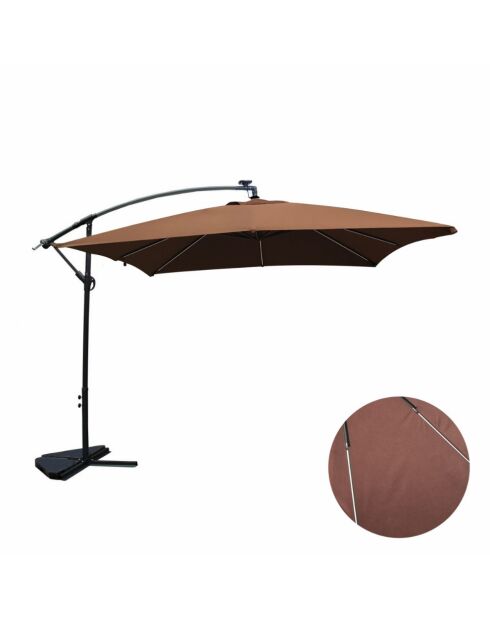 Johan quadratischer LED-Offset-Sonnenschirm braun - 300x300x245 cm