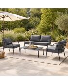 Salon de jardin 4 places Falcou gris foncé - 4 pièces
