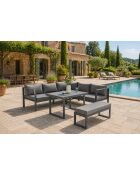 Mueble de jardín Limone gris oscuro de 6 plazas con sofá y banco - 3 piezas