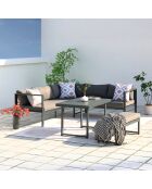 Mueble de jardín Limone gris oscuro de 6 plazas con sofá y banco - 3 piezas