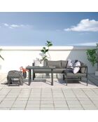 Mueble de jardín Limone gris oscuro de 6 plazas con sofá y banco - 3 piezas