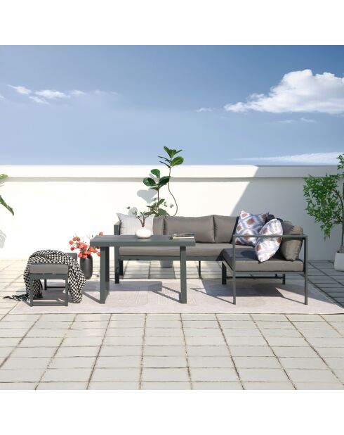 Mueble de jardín Limone gris oscuro de 6 plazas con sofá y banco - 3 piezas