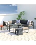 Mueble de jardín Limone gris oscuro de 6 plazas con sofá y banco - 3 piezas