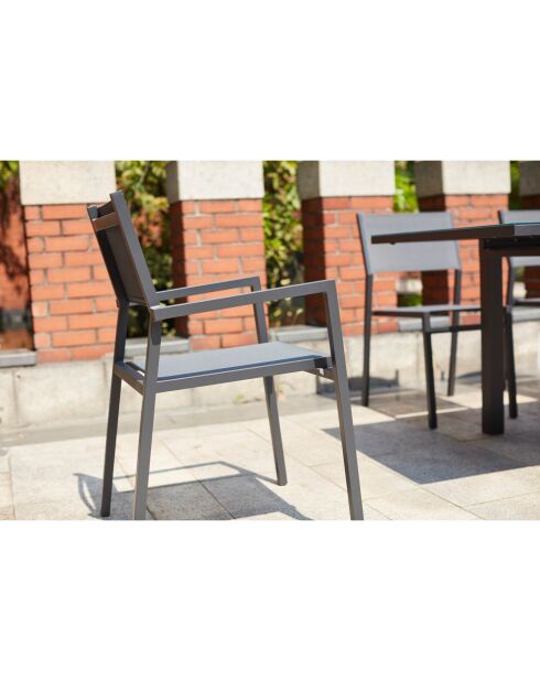 Lot de 4 chaises empilables Salobreña grises - 57x55x85 cm