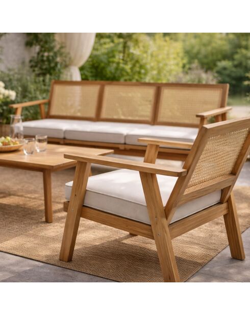 Muebles de jardín de 5 plazas en madera de acacia y madera de Kret en bastón - 4 piezas