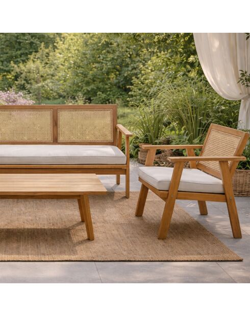 Muebles de jardín de 5 plazas en madera de acacia y madera de Kret en bastón - 4 piezas