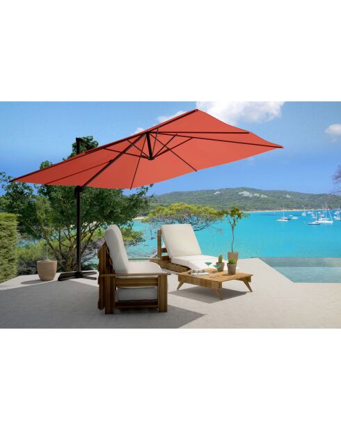 Pacchetto ombrellone rotante in terracotta Koriva con copertura - 268x38x14 cm