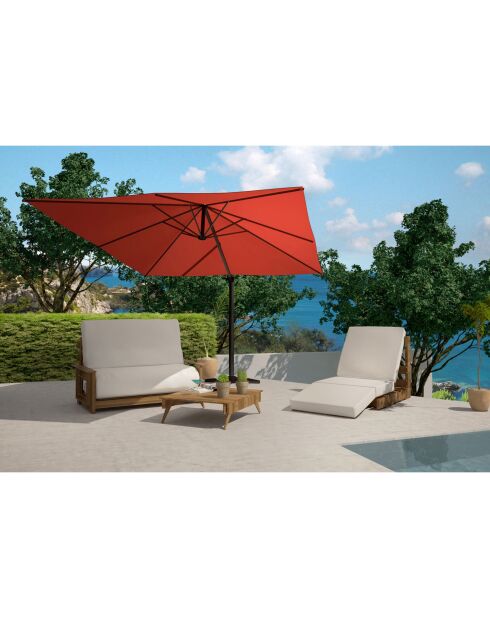 Pacchetto ombrellone rotante in terracotta Koriva con copertura - 268x38x14 cm