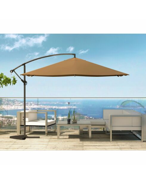Johan quadratischer LED-Offset-Sonnenschirm braun - 300x300x245 cm