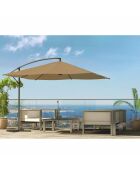 Johan quadratischer LED-Offset-Sonnenschirm braun - 300x300x245 cm