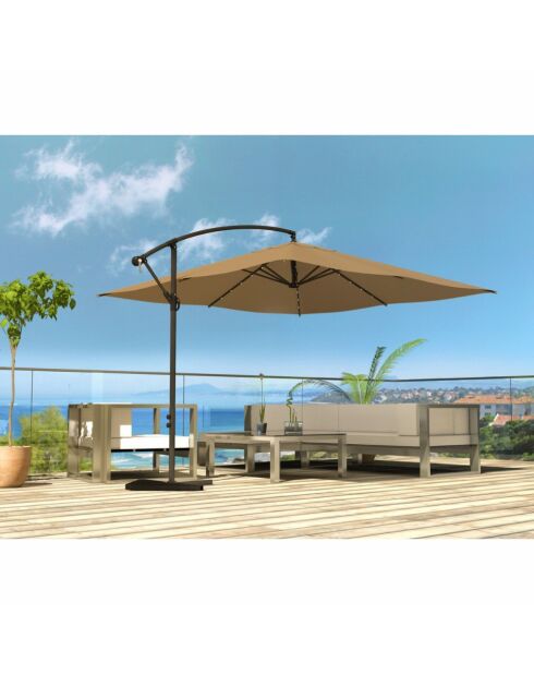 Johan quadratischer LED-Offset-Sonnenschirm braun - 300x300x245 cm