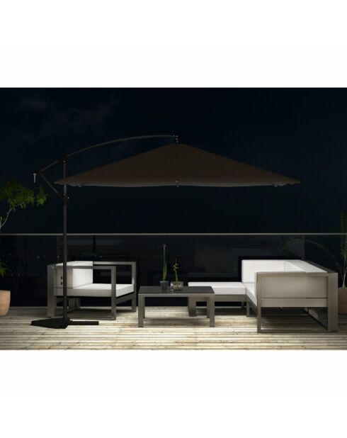 Johan quadratischer LED-Offset-Sonnenschirm braun - 300x300x245 cm