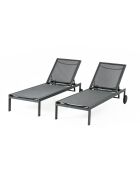 Set mit 2 verstellbaren Sonnenliegen mit Aluminiumrädern Mariva dunkelgrau - 215x67x35 cm