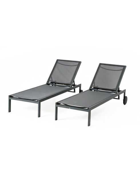 Set di 2 lettini reclinabili con ruote in alluminio Mariva grigio scuro - 215x67x35 cm