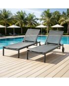 Set mit 2 verstellbaren Sonnenliegen mit Aluminiumrädern Mariva dunkelgrau - 215x67x35 cm