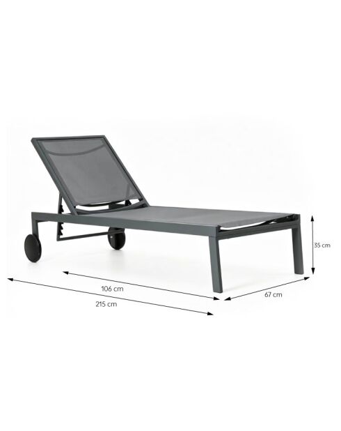 Set di 2 lettini reclinabili con ruote in alluminio Mariva grigio scuro - 215x67x35 cm