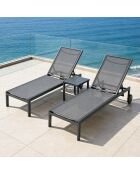 Set mit 2 verstellbaren Sonnenliegen mit Aluminiumrädern Mariva dunkelgrau - 215x67x35 cm