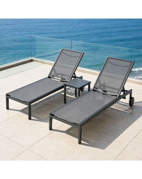 Set di 2 lettini reclinabili con ruote in alluminio Mariva grigio scuro - 215x67x35 cm