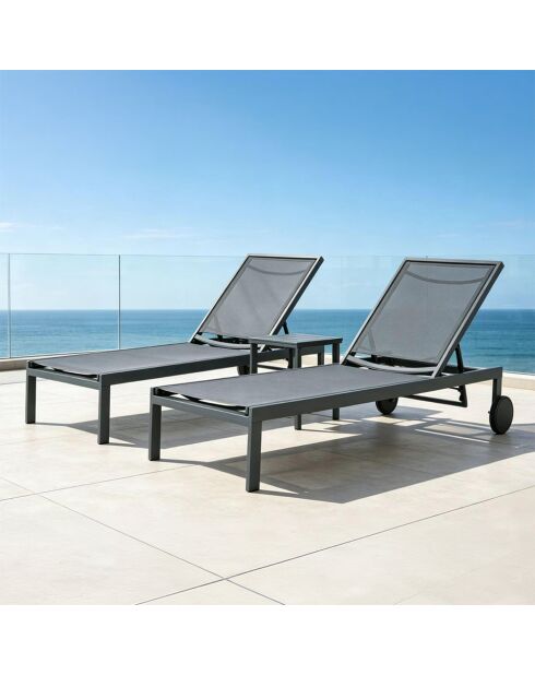 Set di 2 lettini reclinabili con ruote in alluminio Mariva grigio scuro - 215x67x35 cm