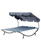 Transat avec pare-soleil 2 personnes Norali gris - 200x173x41 cm