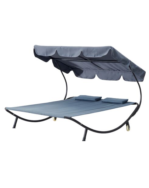 Transat avec pare-soleil 2 personnes Norali gris - 200x173x41 cm