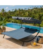 Transat avec pare-soleil 2 personnes Norali gris - 200x173x41 cm