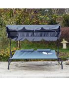 Transat avec pare-soleil 2 personnes Norali gris - 200x173x41 cm