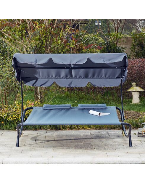 Transat avec pare-soleil 2 personnes Norali gris - 200x173x41 cm