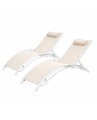Lot de 2 transats ajustables Manado blanc et écru - 81x157x59 cm